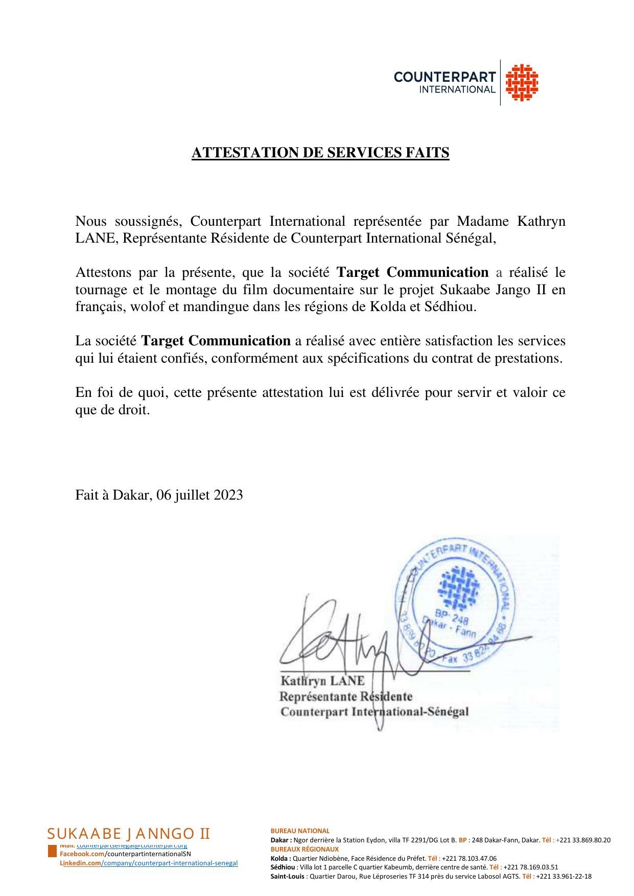 Attestation services faits